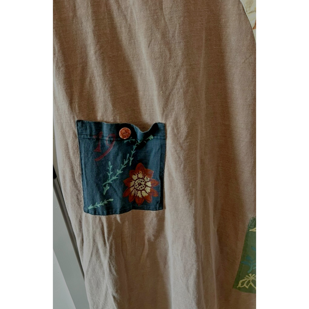 Vintage Art To Wear Isabel LA Maxi Dress Lagenlook Hand Painted Patch Sz-XL - Picture 6 of 11